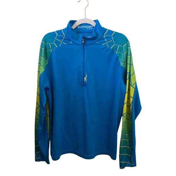 Spyder Linear Web TNeck 1/ Zip Logo Lightweight Running Outdoor Shirt Size M - Picture 1 of 9